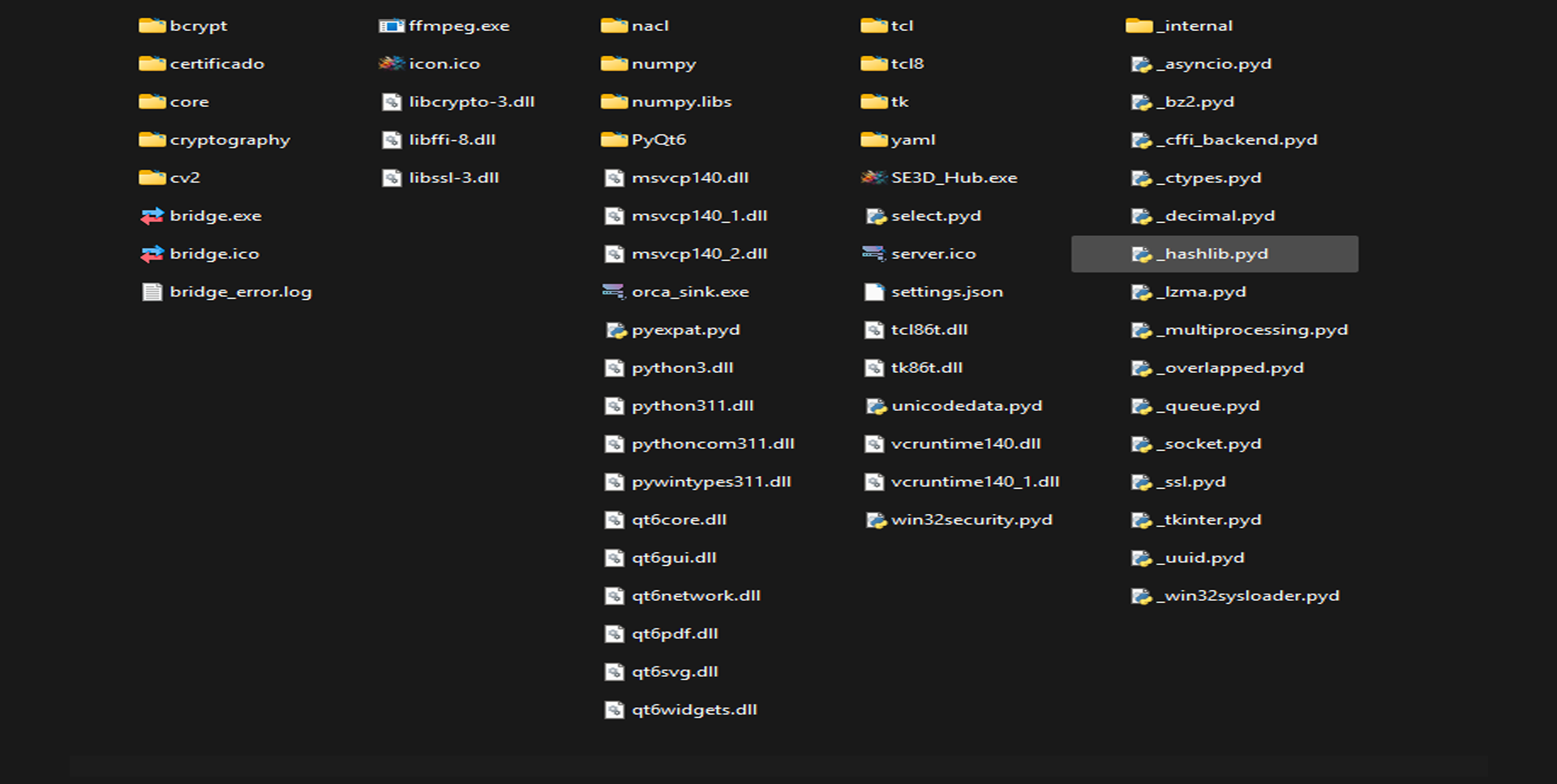 Pasta extraída do AnyConnect
